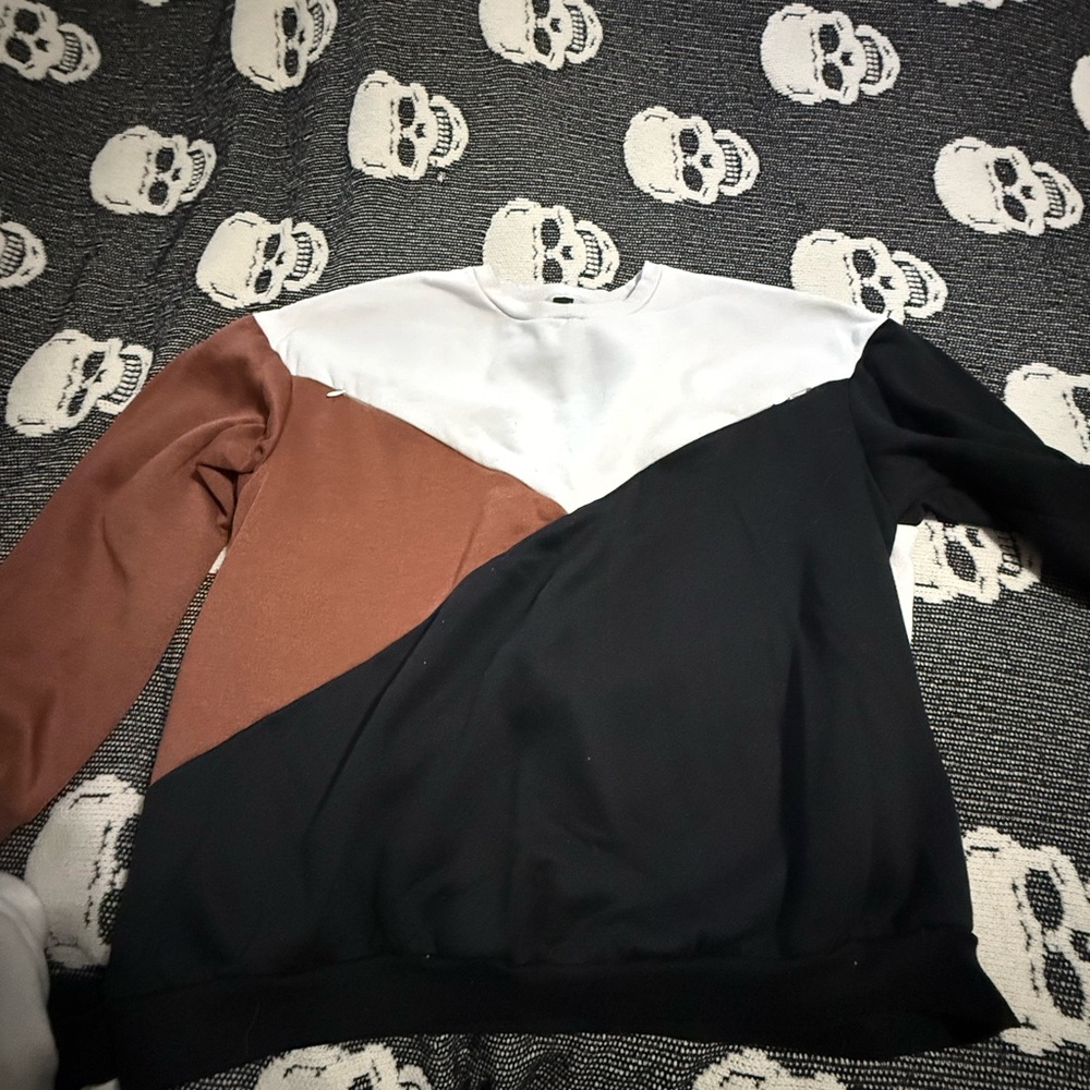 SHEIN NURSING Colorblock Sweatshirt - Brown, Black, and White